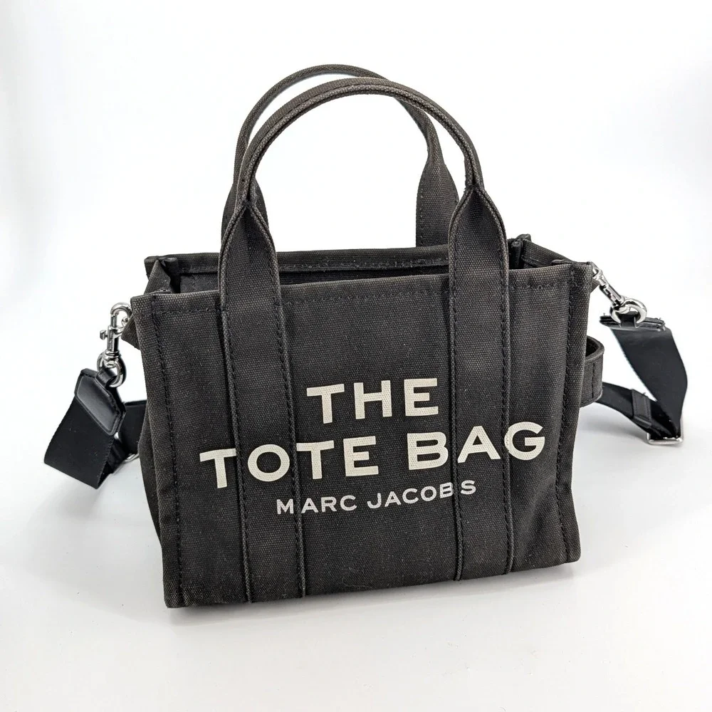 Marc Jacobs The Mini Tote Bag Black Canvas‎ Crossbody Handbag Small